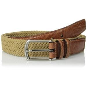 Torino Leather Co. Men's Italian Woven Multi Cotton Elastic Khaki Belt